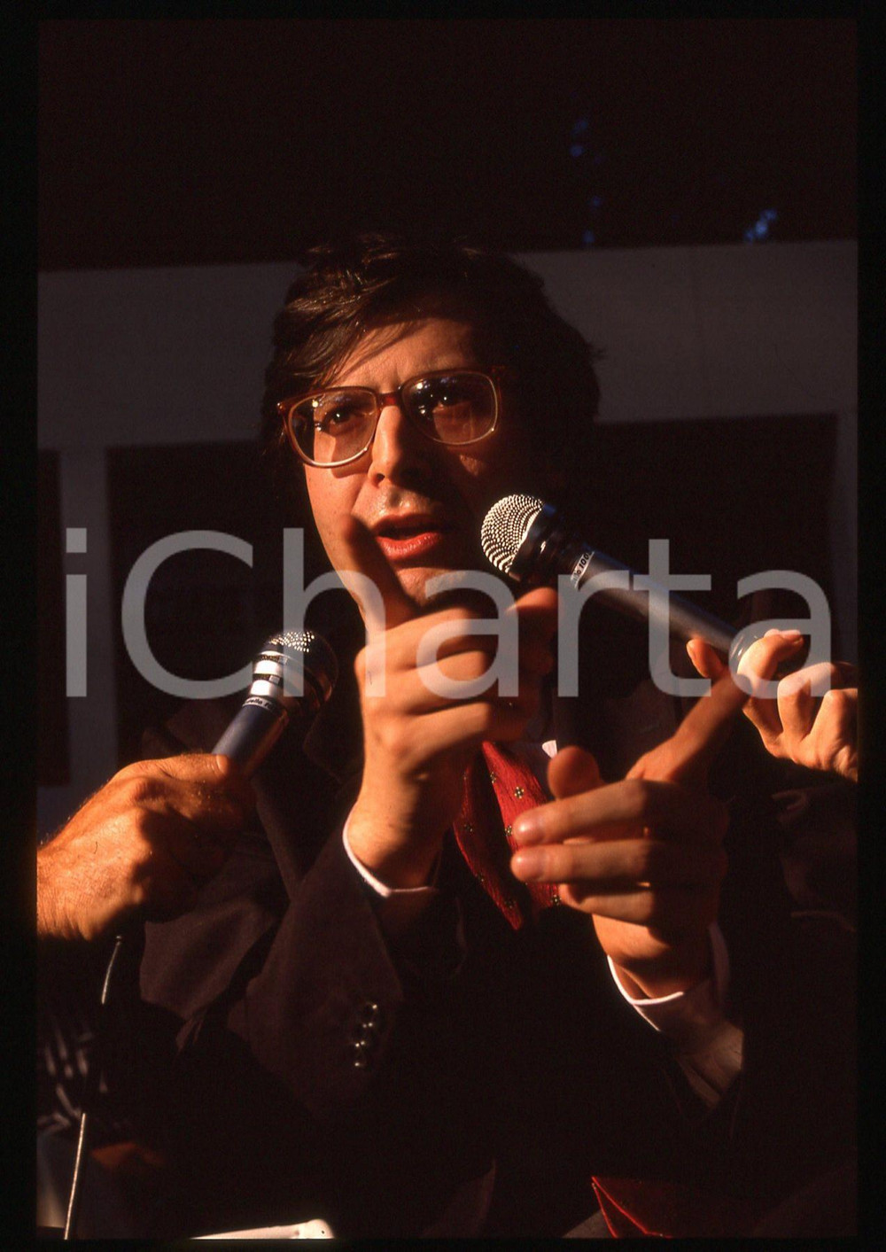 35mm vintage slide*1995ca COSTUME Vittorio SGARBI rilascia un'intervista 1