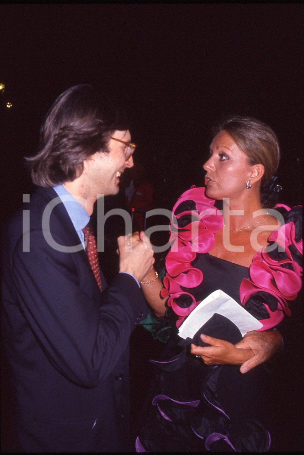 35mm vintage slide*1990ca COSTUME Catherine SPAAK e Vittorio SGARBI  ritratto 9