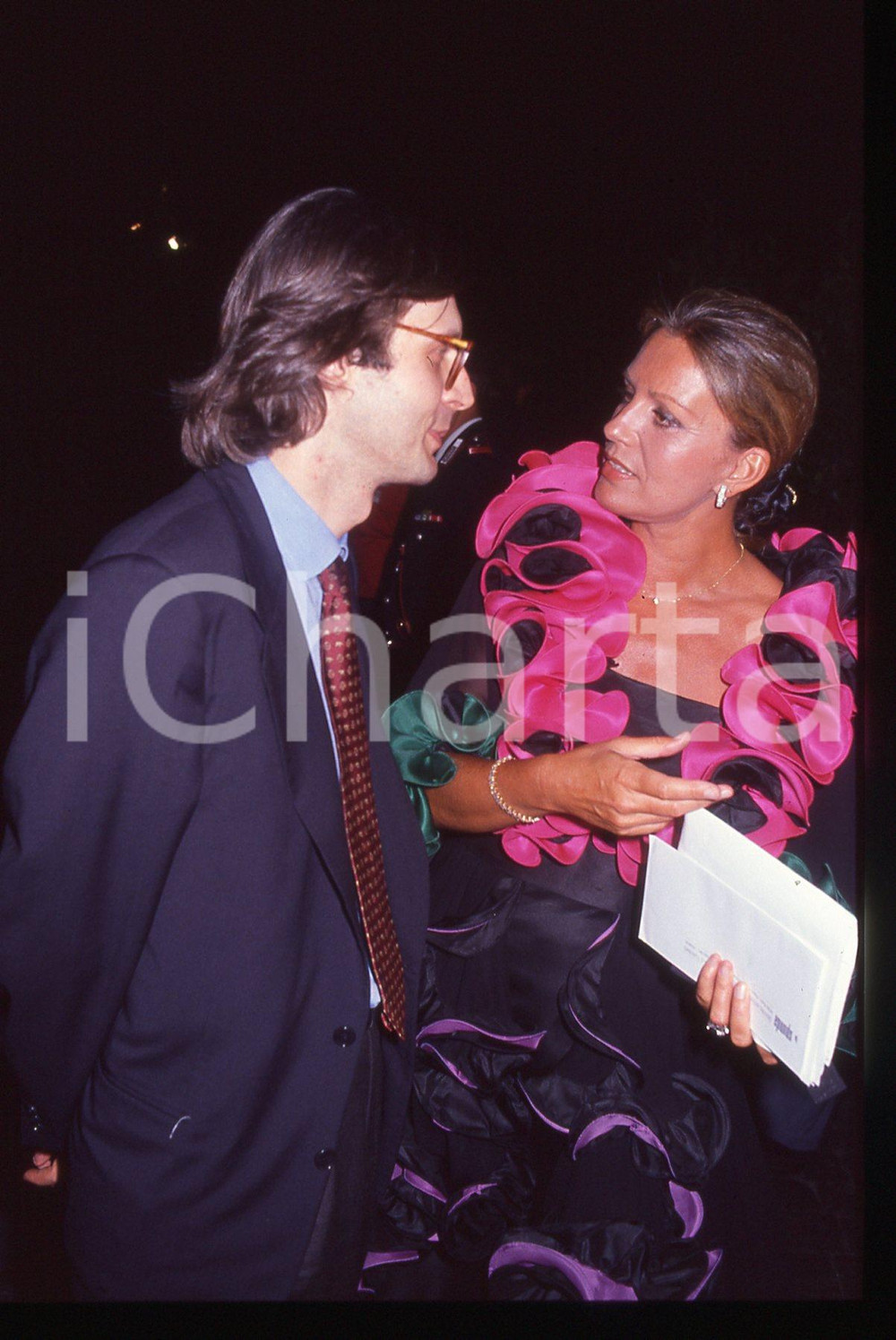 35mm vintage slide*1990ca COSTUME Catherine SPAAK e Vittorio SGARBI  ritratto 10