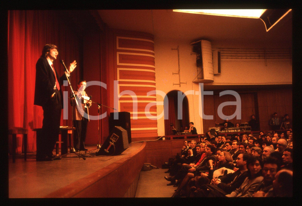 35mm vintage slide*1995 ca COSTUME Vittorio SGARBI e SARTI a un convegno 