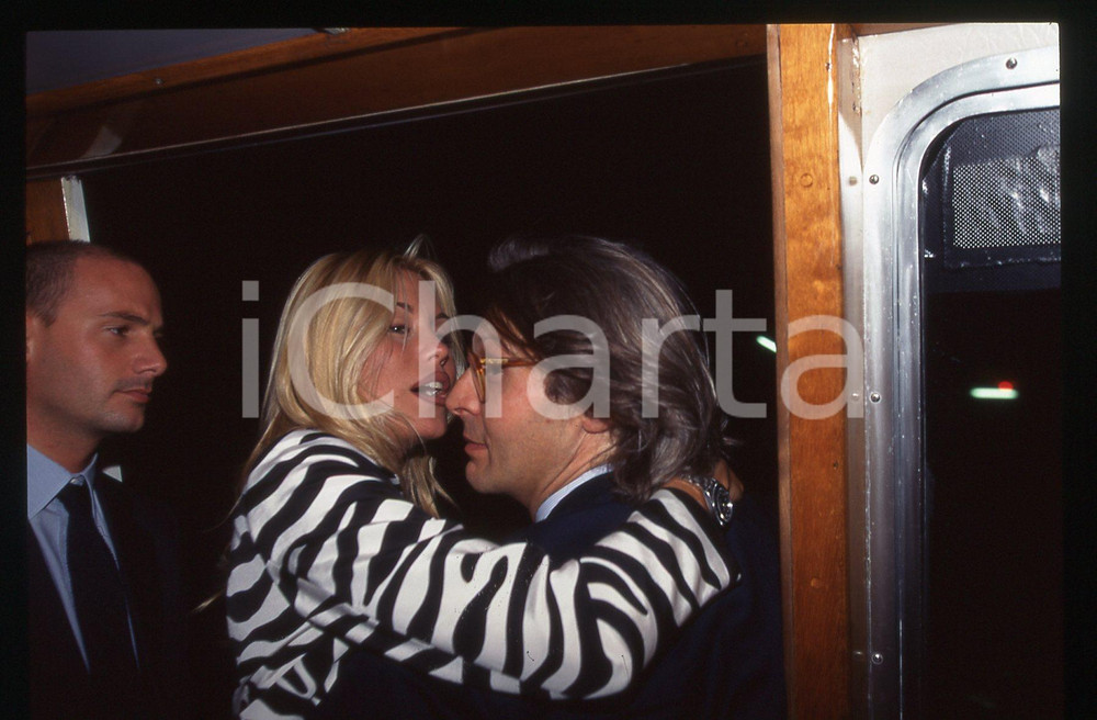 35mm vintage slide*1995ca COSTUME Elenoire CASALEGNO e Vittorio SGARBI ritratto