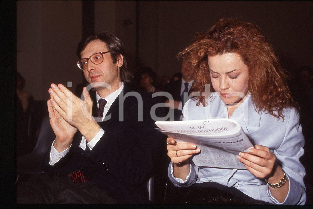 35mm vintage slide*1995 ca COSTUME Vittorio SGARBI con Eva GRIMALDI ritratto