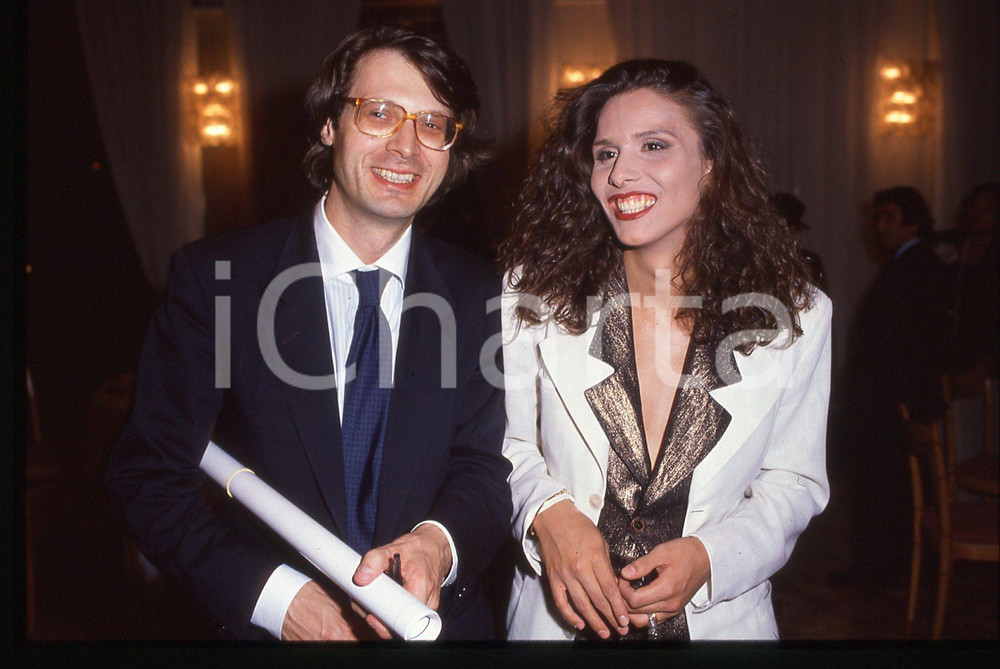 35mm vintage slide*1995ca COSTUME Alessandra DI SANZO e Vittorio SGARBI ritratto