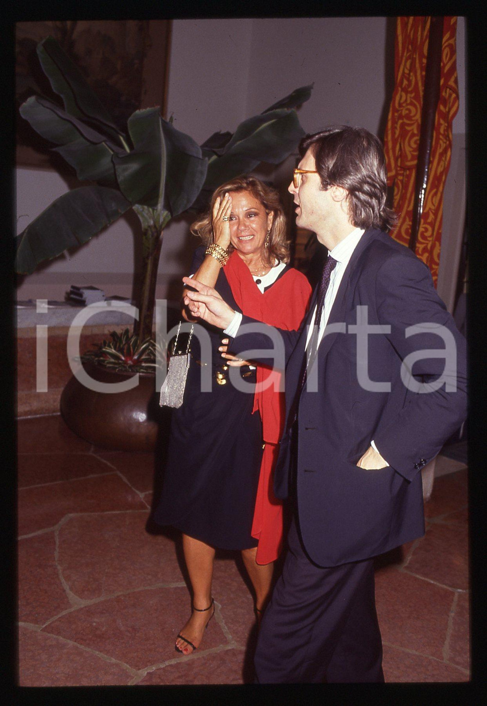 35mm vintage slide*1995ca COSTUME Valeria MORICONI con Vittorio SGARBI ritratto