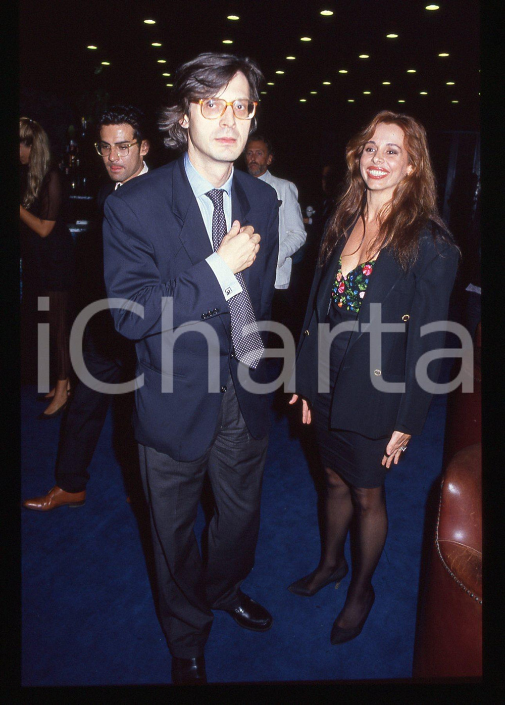 35mm vintage slide*1990 ca MILANO Vittorio SGARBI Patrizia LORI ritratto 8