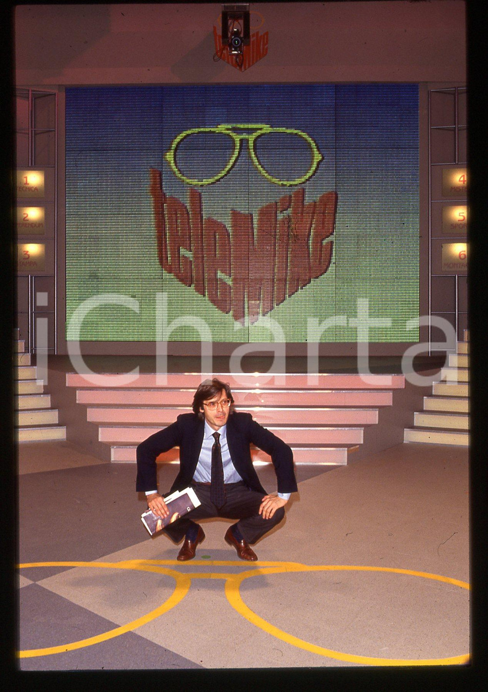 35mm vintage slide* 1991 TELEMIKE  Vittorio SGARBI in trasmissione ritratto