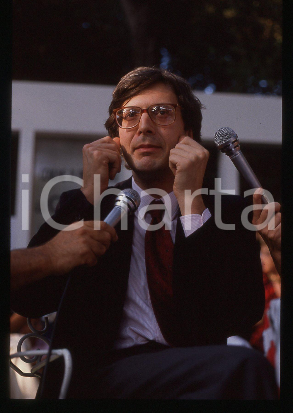 35mm vintage slide*1995ca COSTUME Vittorio SGARBI rilascia un'intervista 7