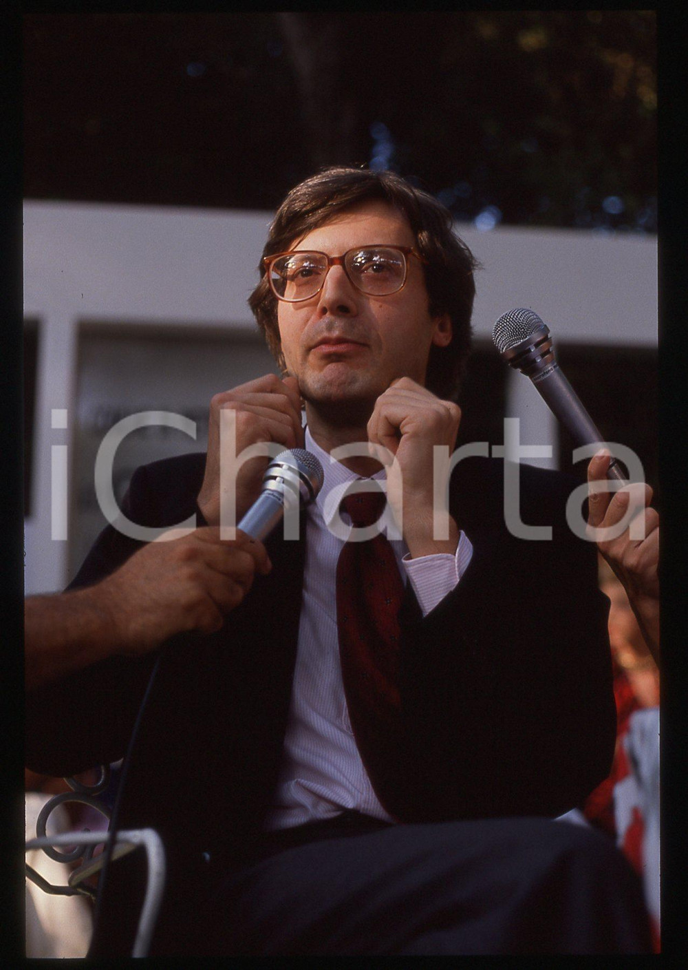 35mm vintage slide*1995ca COSTUME Vittorio SGARBI rilascia un'intervista 8