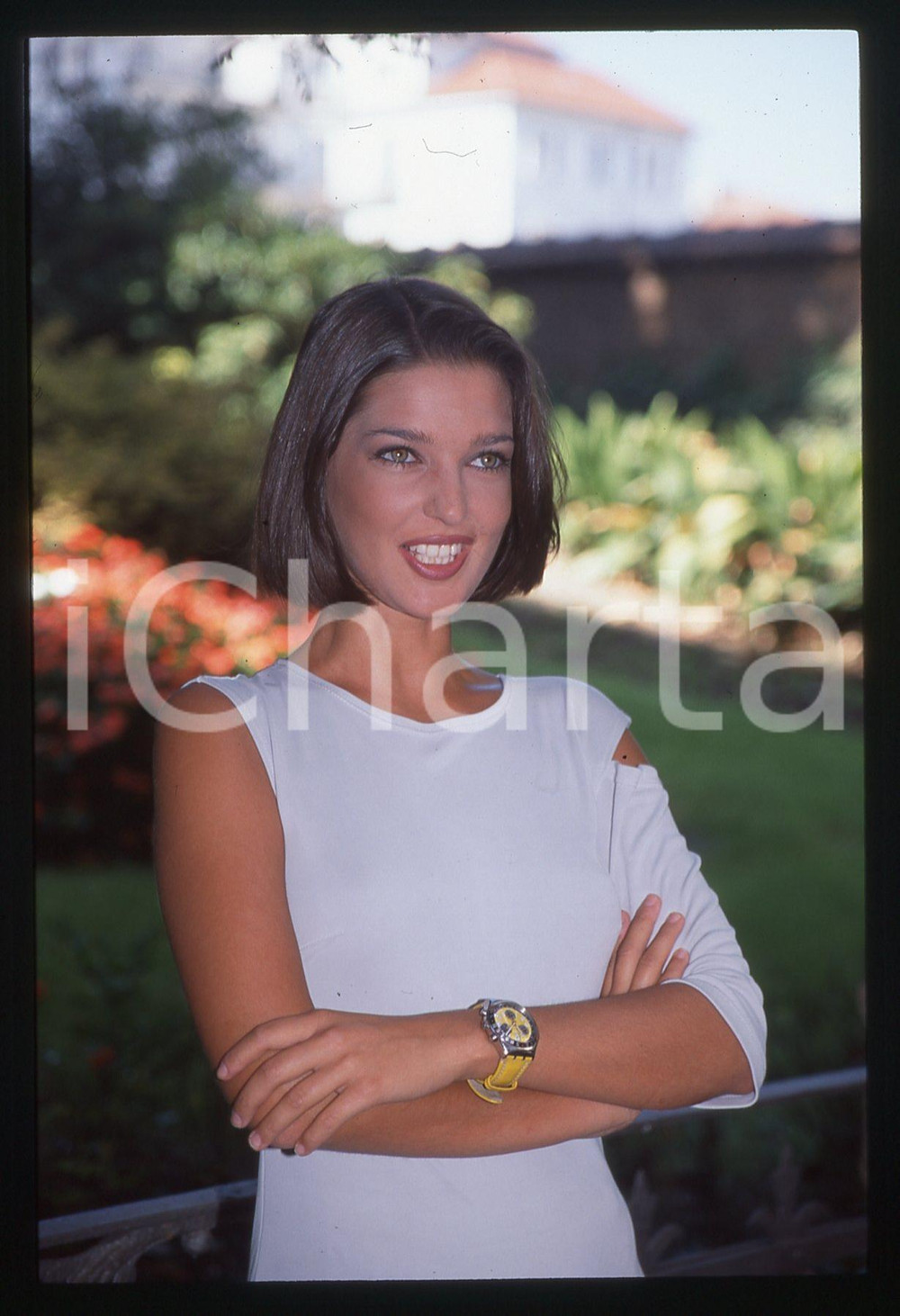 35mm vintage slide*1995 ca COSTUME Alessia MERZ ritratto della conduttrice 
