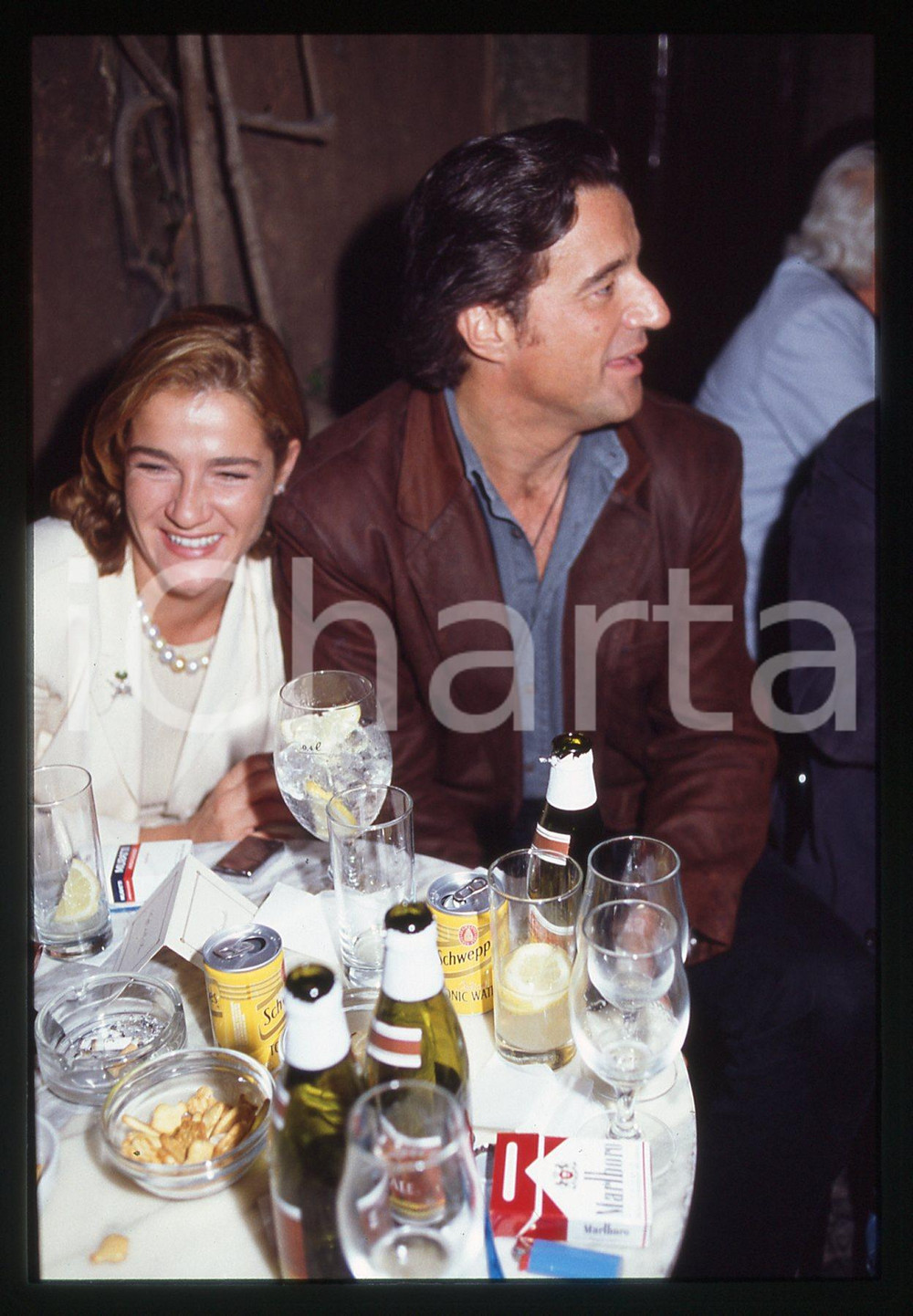 35mm vintage slide* 1990 ca ROMA Christian DE SICA Silvia VERDONE ritratto (1)