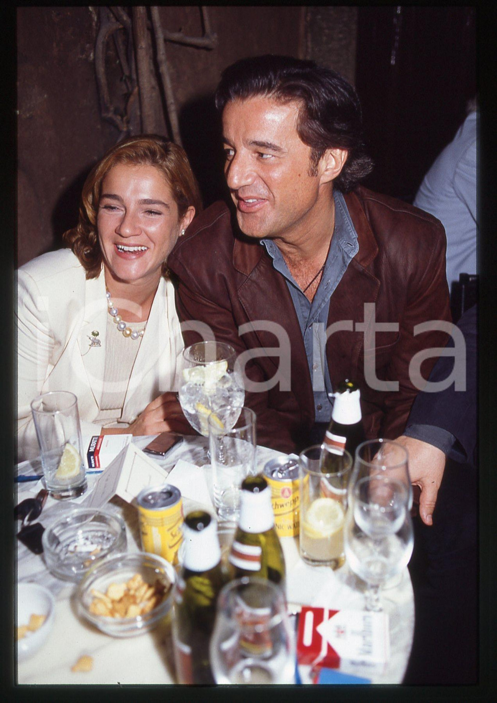 35mm vintage slide* 1990 ca ROMA Christian DE SICA Silvia VERDONE ritratto (3)