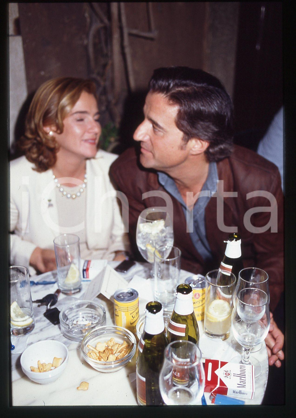 35mm vintage slide* 1990 ca ROMA Christian DE SICA Silvia VERDONE ritratto (5)