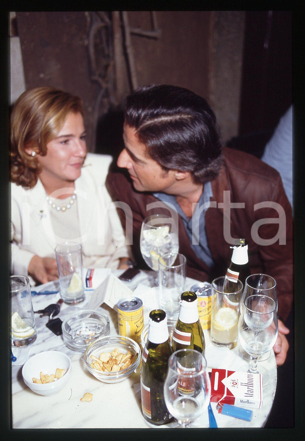 35mm vintage slide* 1990 ca ROMA Christian DE SICA Silvia VERDONE ritratto (6)