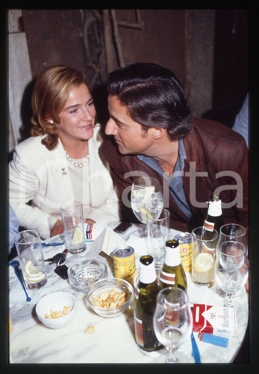35mm vintage slide*1990 ca ROMA Christian DE SICA Silvia VERDONE ritratto (8)