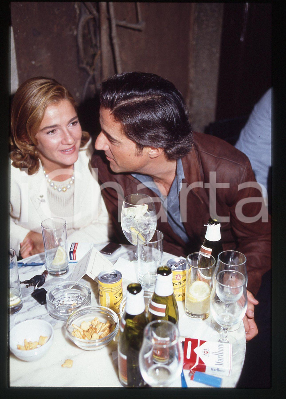 35mm vintage slide*1990 ca ROMA Christian DE SICA Silvia VERDONE ritratto (11)
