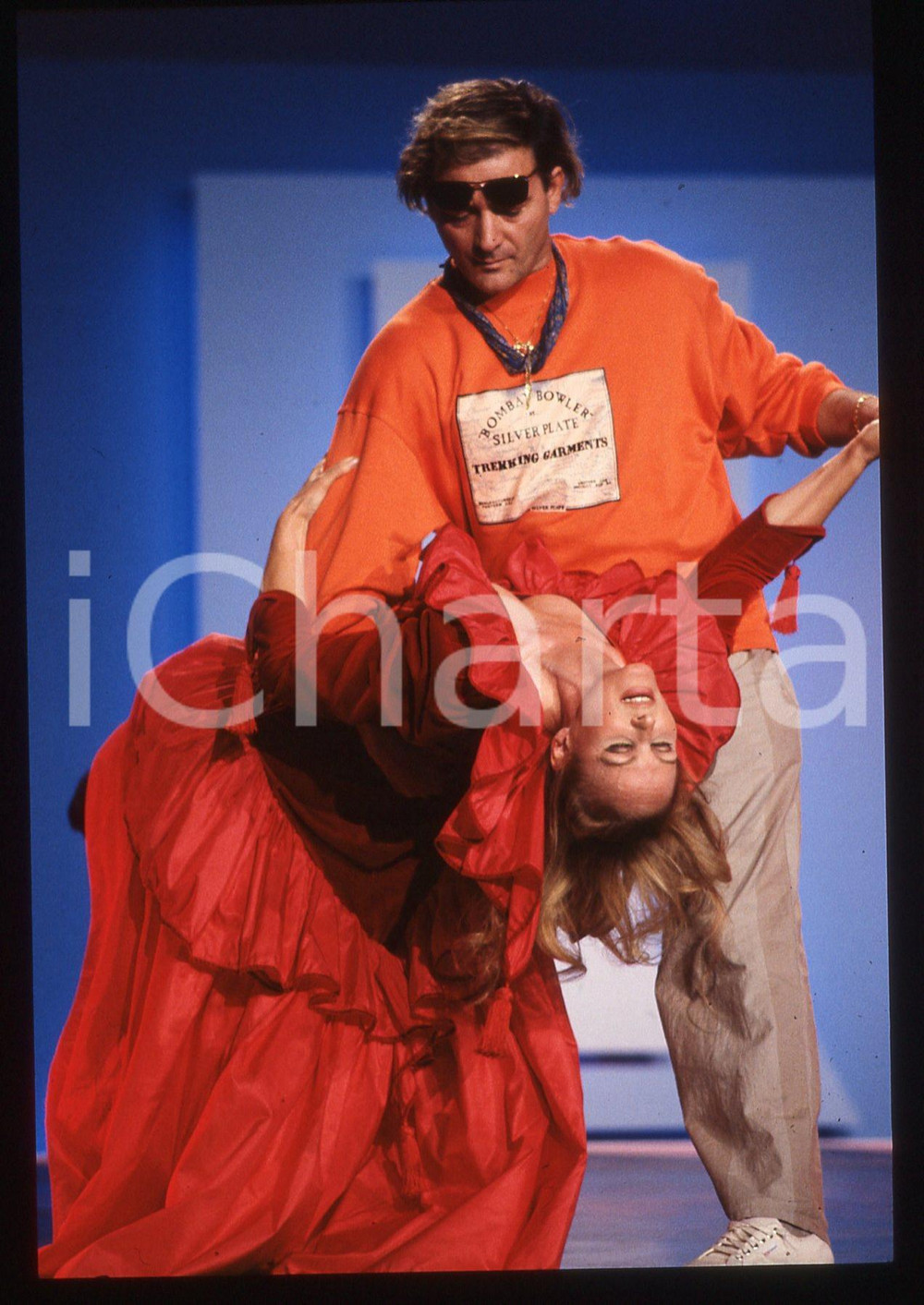 35mm vintage slide*1989 RAI 2 IMPROVVISANDO Ursula ANDRESS Marcello STRAMACCI 3