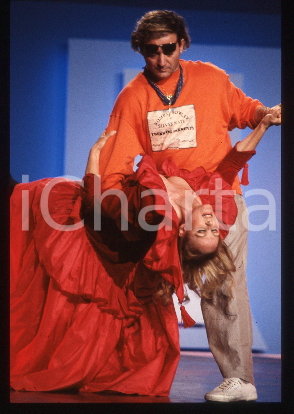 35mm vintage slide*1989 RAI 2 IMPROVVISANDO Ursula ANDRESS Marcello STRAMACCI 5