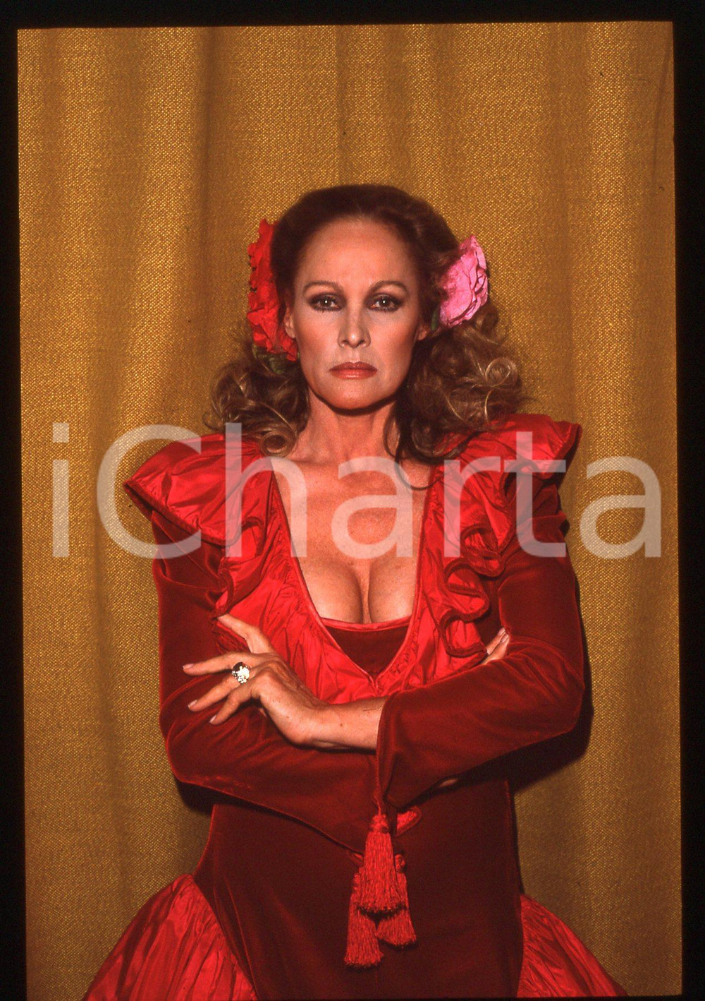 35mm vintage slide*1989 RAI 2 - IMPROVVISANDO Ursula ANDRESS Ritratto attrice 18