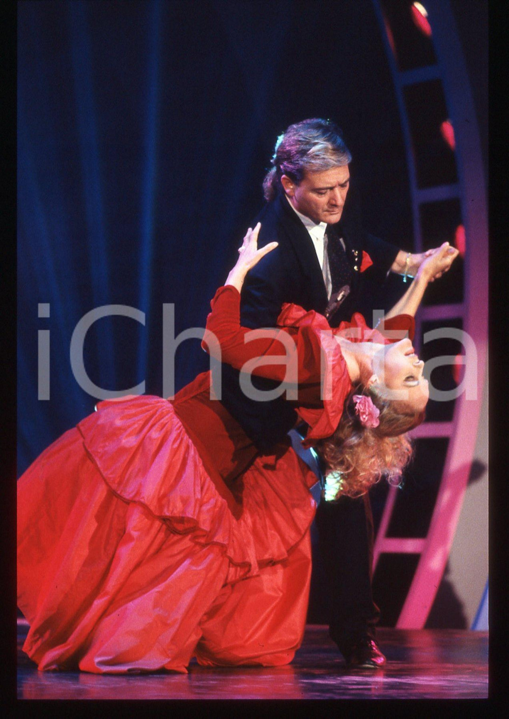 35mm vintage slide*1989 RAI 2 IMPROVVISANDO Ursula ANDRESS Marcello STRAMACCI 16