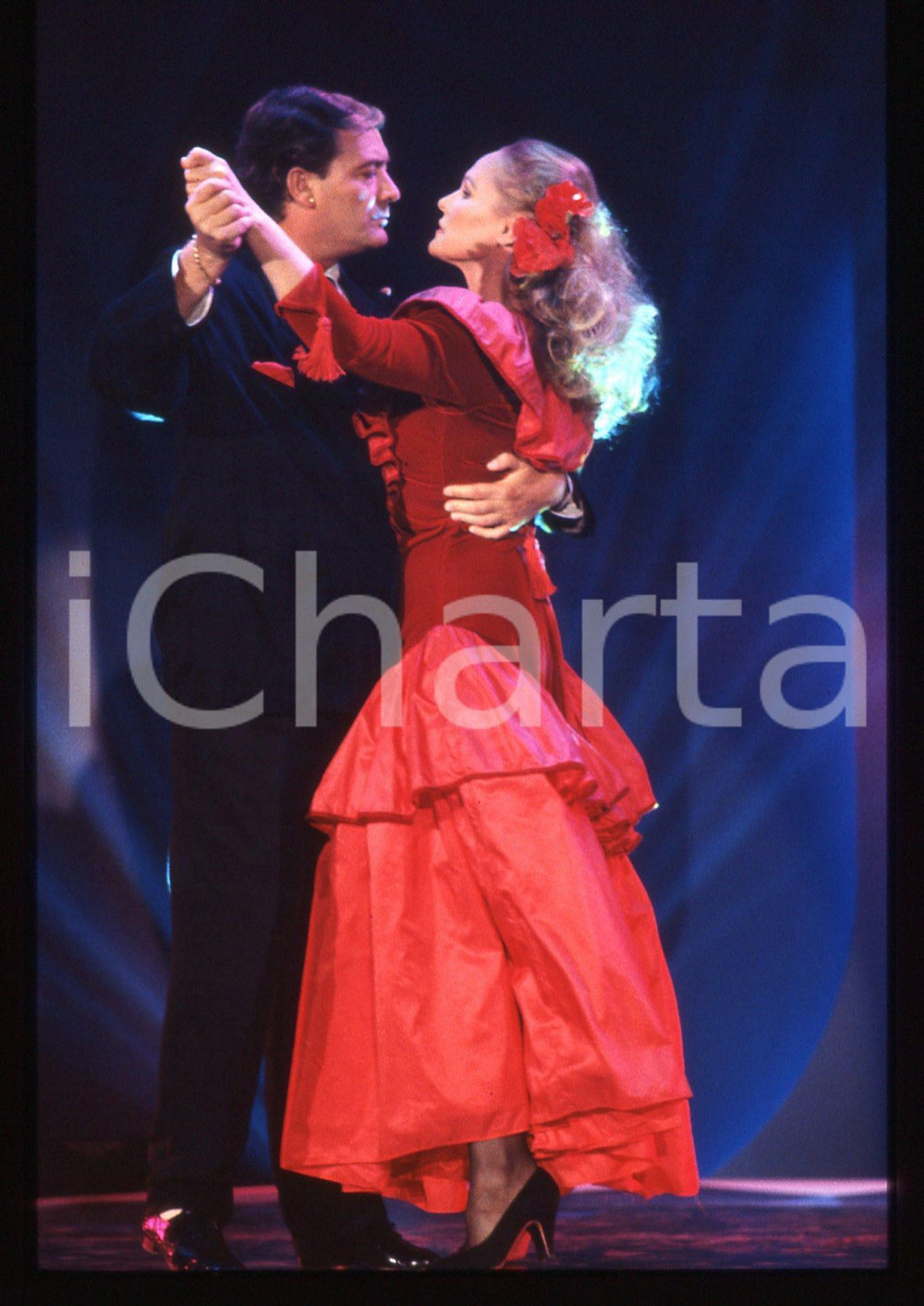 35mm vintage slide*1989 RAI 2 IMPROVVISANDO Ursula ANDRESS Marcello STRAMACCI 17