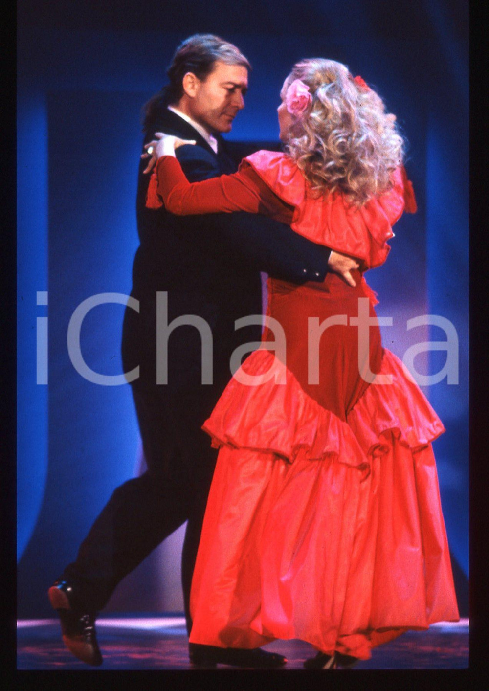 35mm vintage slide*1989 RAI 2 IMPROVVISANDO Ursula ANDRESS Marcello STRAMACCI 18