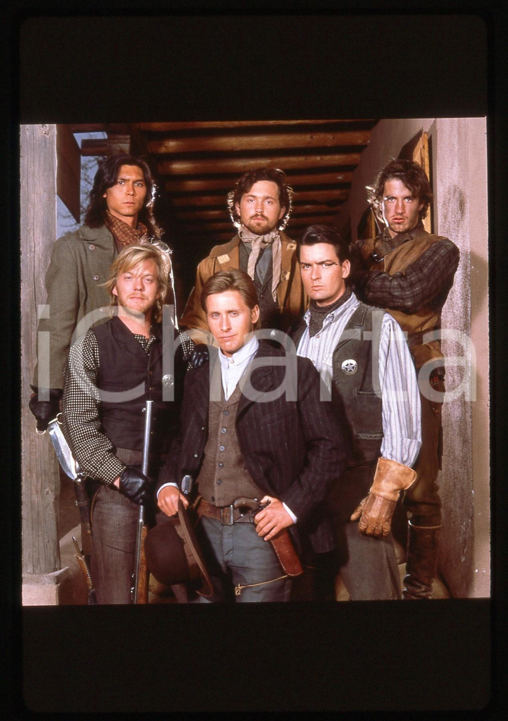 35mm vintage slide* 1988 YOUNG GUNS Kiefer SUTHERLAND Ritratto con il cast (1)