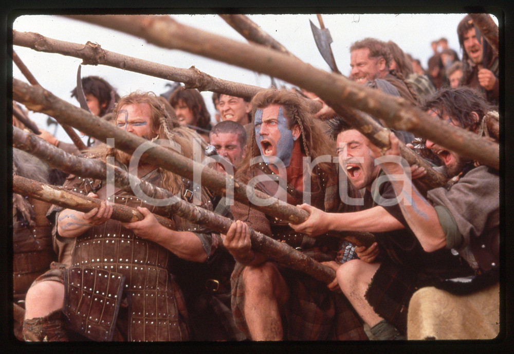 Fotografia d epoca originale 35mm vintage slide 1995 BRAVEHEART Mel GIBSON in una scena del film 1