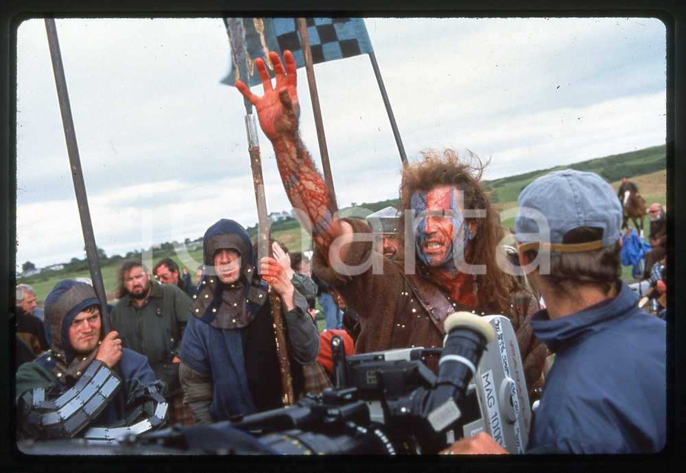 Fotografia d epoca originale 35mm vintage slide 1995 BRAVEHEART Mel GIBSON sul set del film 1 1