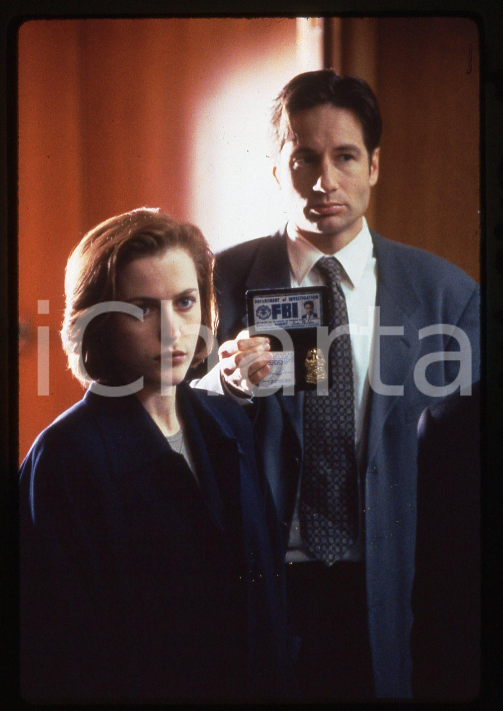 35mm vintage slide*1998 X-FILES Gillian ANDERSON David DUCHOVNY Scena del film