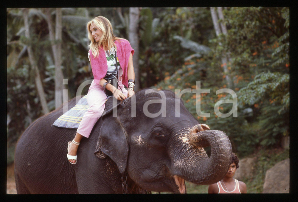 35mm vintage slide* 1990ca COSTUME Maria Giovanna ELMI in sella a un elefante
