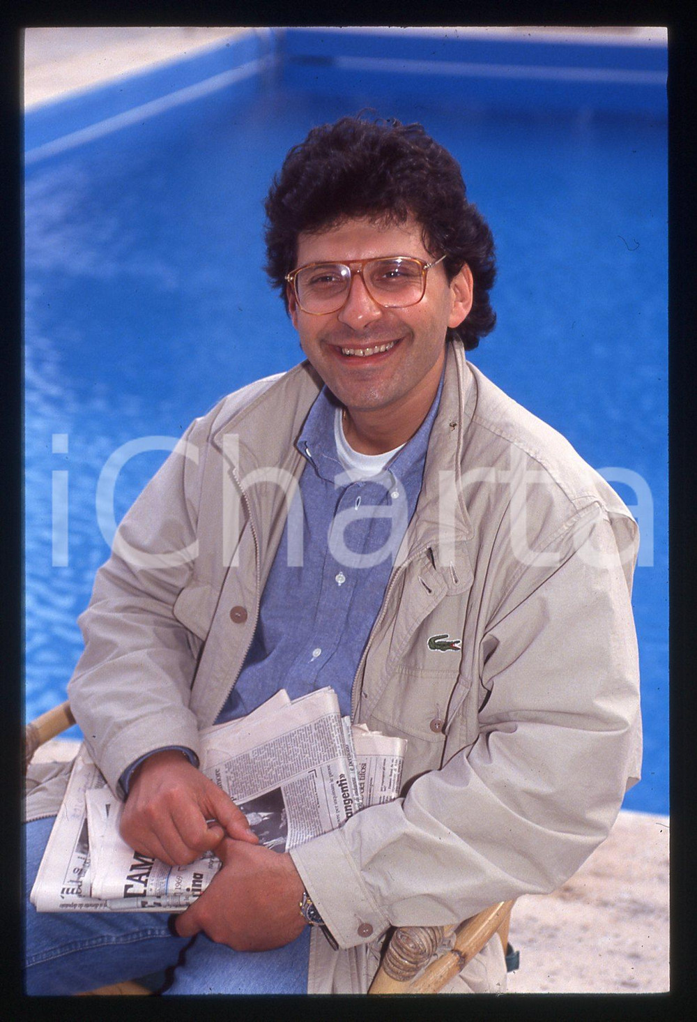 35mm vintage slide* 1990ca COSTUME Fabrizio FRIZZI a bordo piscina - Ritratto 2