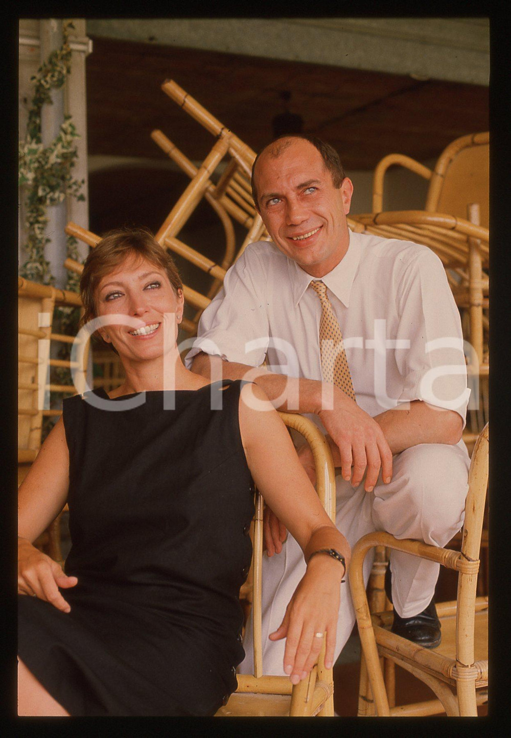 35mm vintage slide* 1990ca LIDO DI VENEZIA Mercedes SAMPIETRO e Féodor ATKINE 2