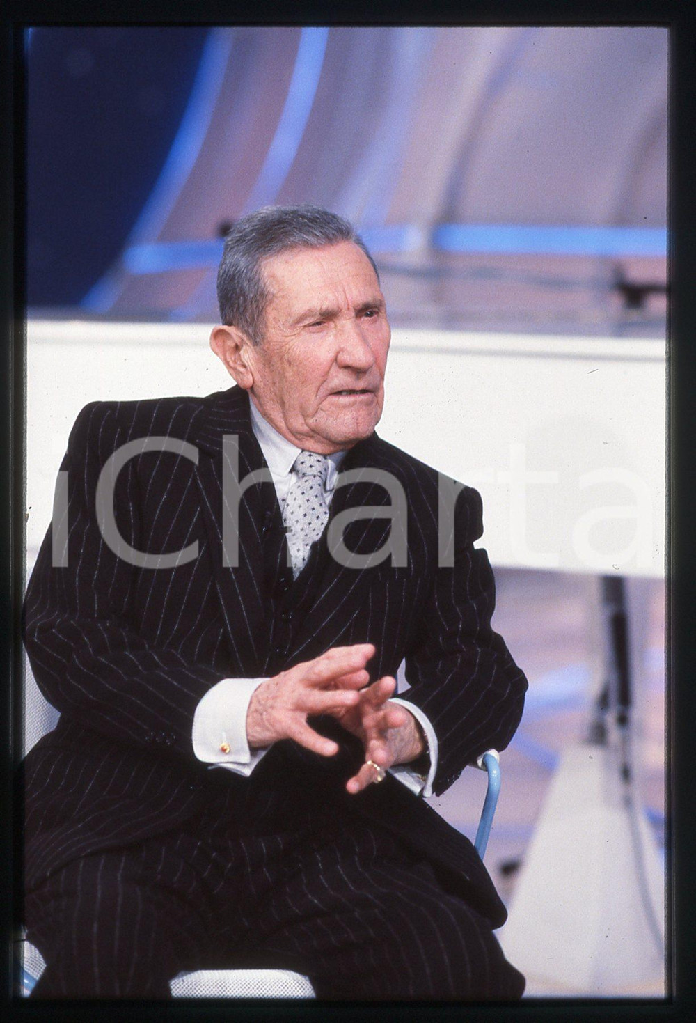 35mm vintage slide*1985ca TELEVISIONE Paolo STOPPA ospite in una trasmissione 1