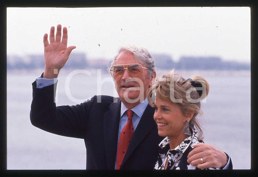 35mm vintage slide* 1989 FESTIVAL CANNES - Jane FONDA con Gregory PECK Ritratto