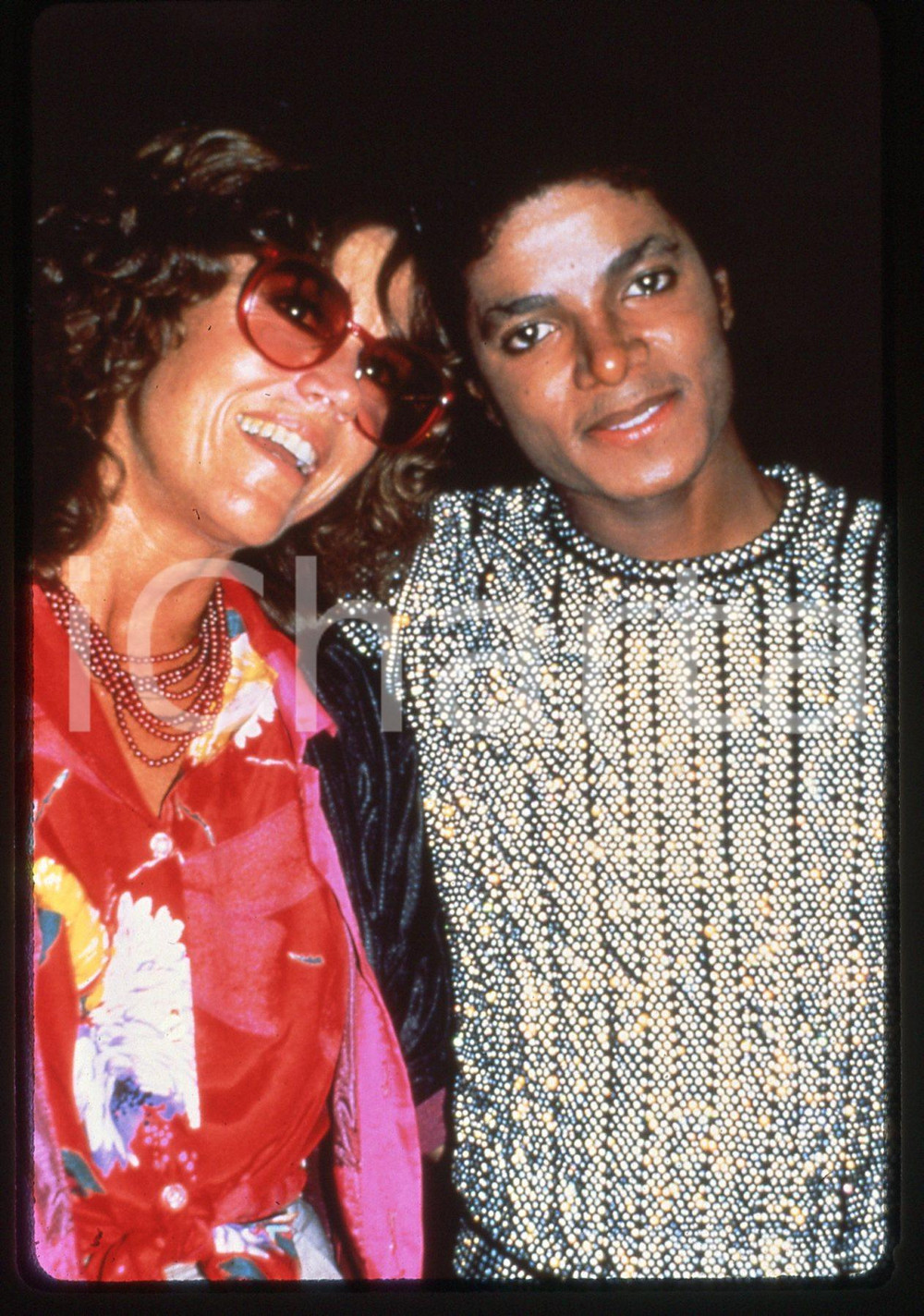 Fotografia d epoca originale 35mm vintage slide 1980 American Music Awards  Michael JACKSON e Jane FONDA 1