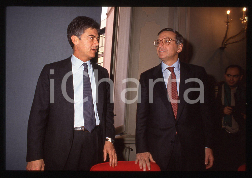 Fotografia d epoca originale 35mm vintage slide 1993 Claudio MARTELLI Giorgio LA MALFA 3 1