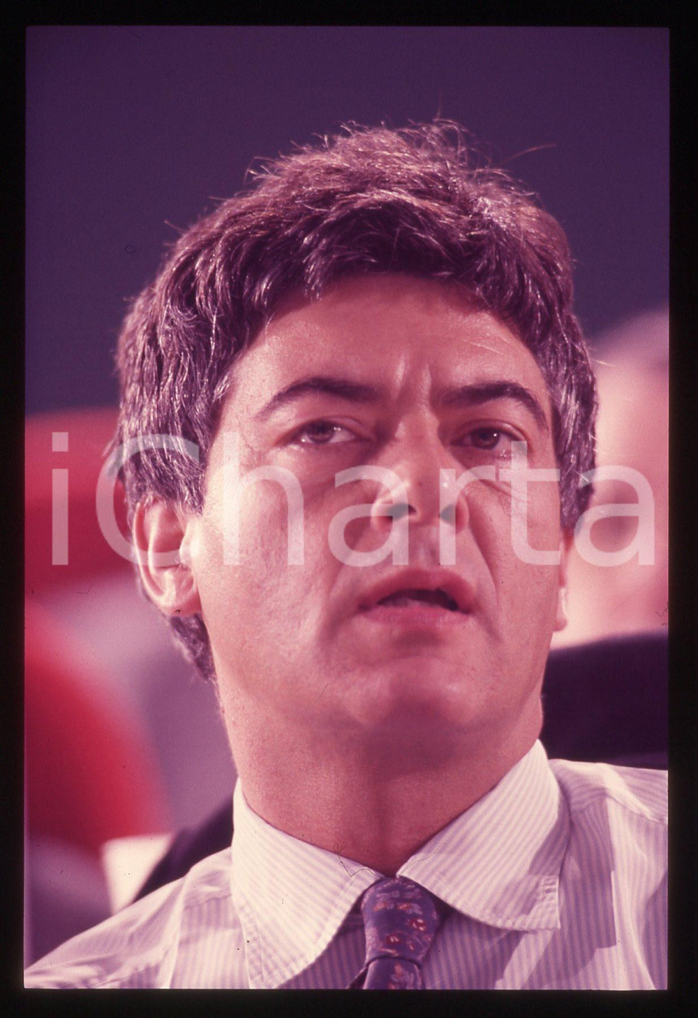 Fotografia d epoca originale 35mm vintage slide 1989 MILANO Claudio MARTELLI Congresso PSI Ansaldo 67 1