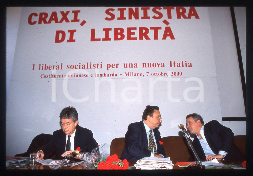 Fotografia d epoca originale 35mm vintage slide 2000 MILANO Claudio MARTELLI Gianni DE MICHELIS 6 1