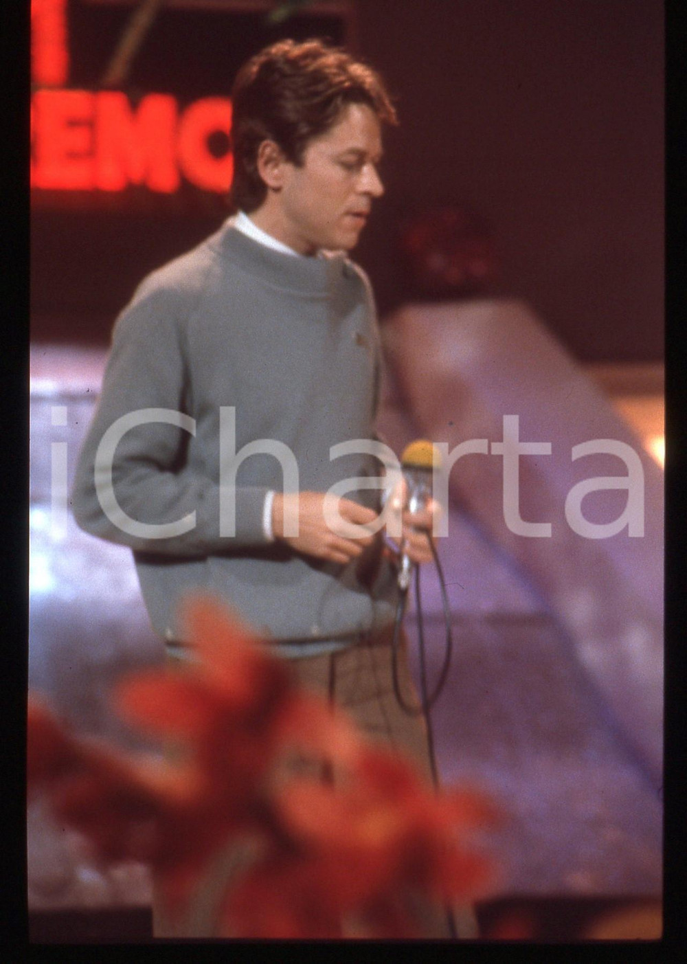 35mm vintage slide* 1981 SANREMO Robert PALMER al Teatro Ariston Ritratto (4)