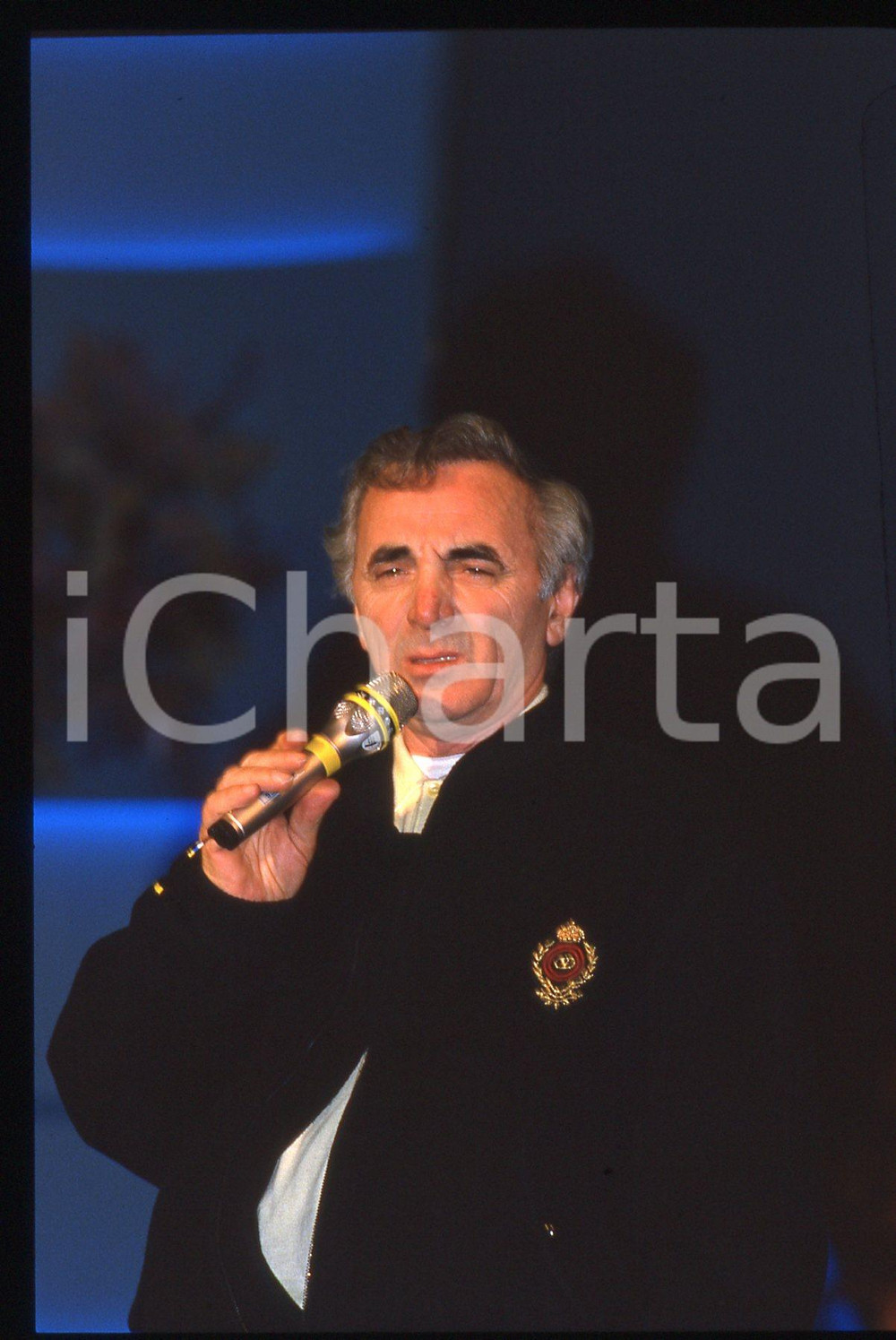 35mm vintage slide* 1989 FESTIVAL DI SANREMO Charles AZNAVOUR durante le prove 1