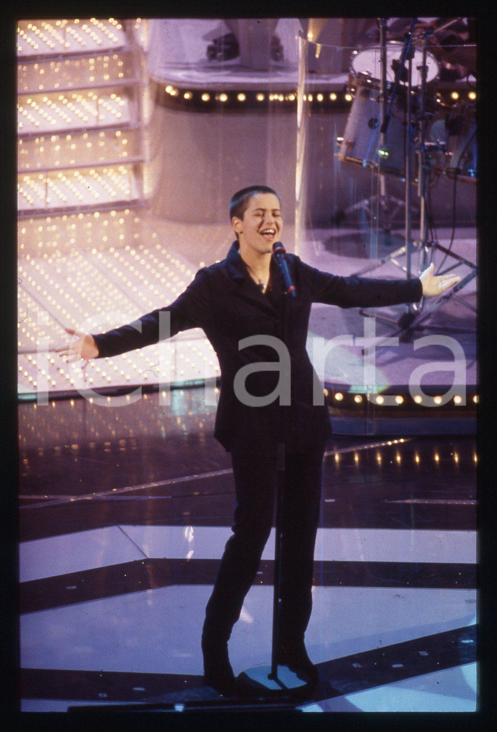 35mm vintage slide* 1997 SANREMO Silvia SALEMI sul palco del Teatro Ariston (24)