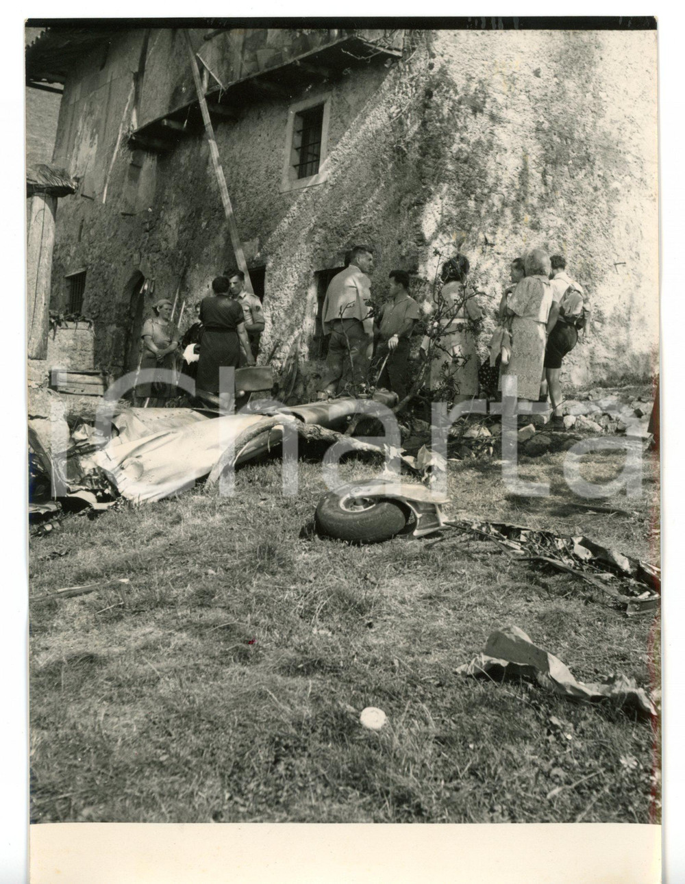 1954 COLZATE - BONDO (BG) Macerie aereo MACCHI 416 dopo lo schianto *Foto 13x18