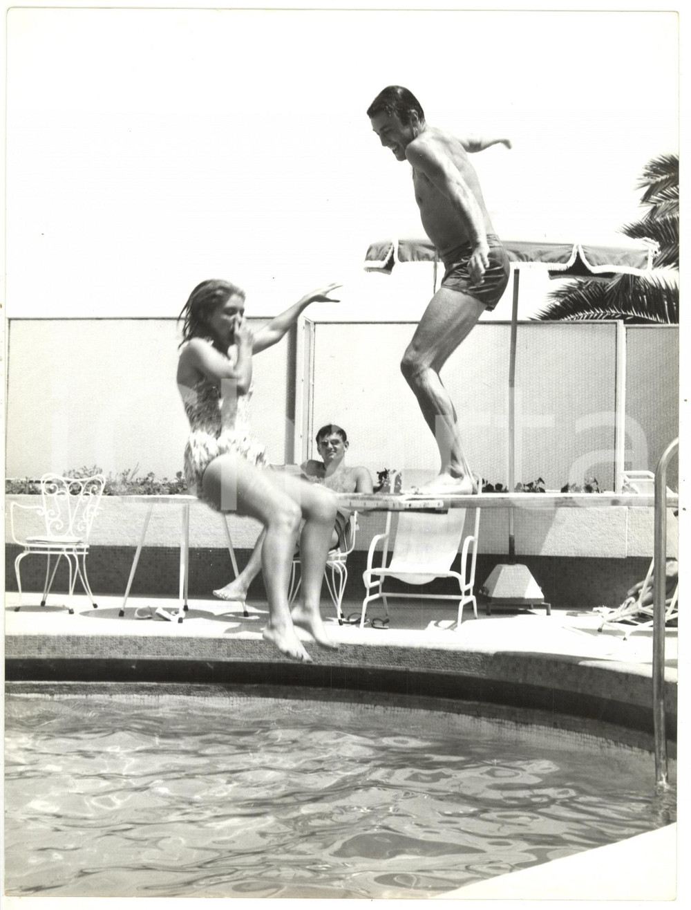 1960 SANTA MARGHERITA LIGURE Gilda LOUSEK e Andrzej MUNK in piscina *Foto 18x24