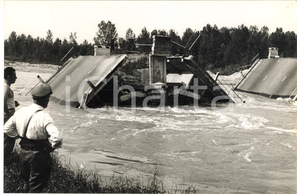 1957 ALLUVIONE RONDISSONE Crollo ponte autostradale Torino-Milano *Foto 18x13 cm