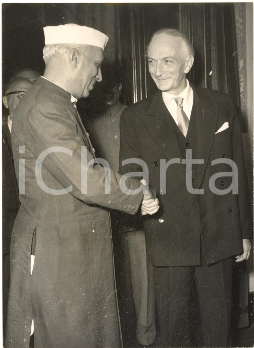 1955 ROMA Antonio SEGNI riceve premier indiano Jawaharlal NEHRU - Foto 13x18