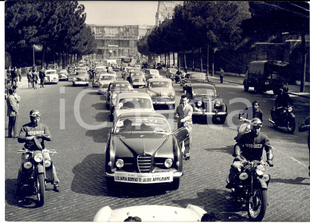 1958 ROMA Partenza Rally del Cinema - Auto Liliana BONFATTI Aldo APPIGNANI Foto