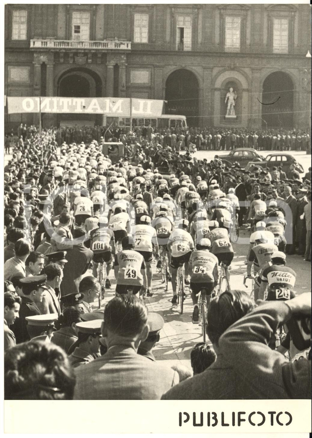 1955 CICLISMO NAPOLI GIRO DI CAMPANIA Partenza in piazza Plebiscito - Foto 13x18