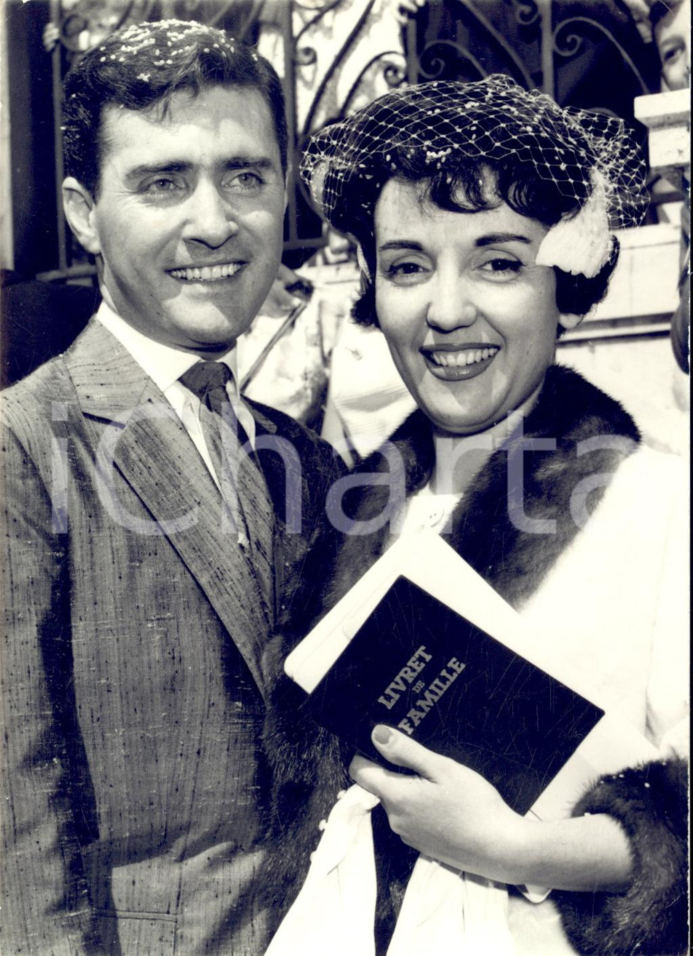 1958 MEUDON Gloria LASSO sposa il parrucchiere Claude PAGLIANI - Foto 13x18 cm