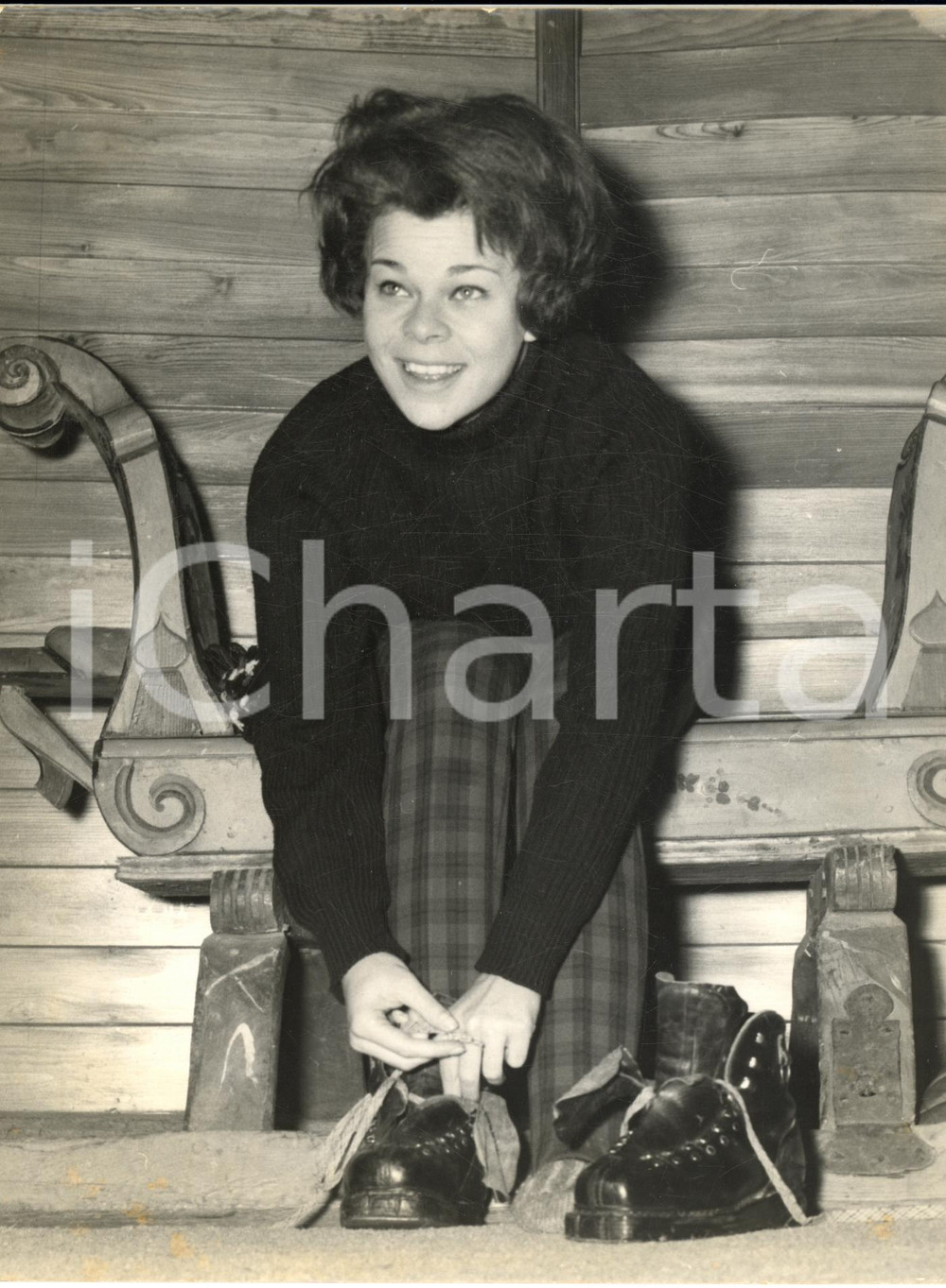 1962 SESTRIERE Principessa Maria Pia di Savoia in vacanza sulla neve *Foto 18x24