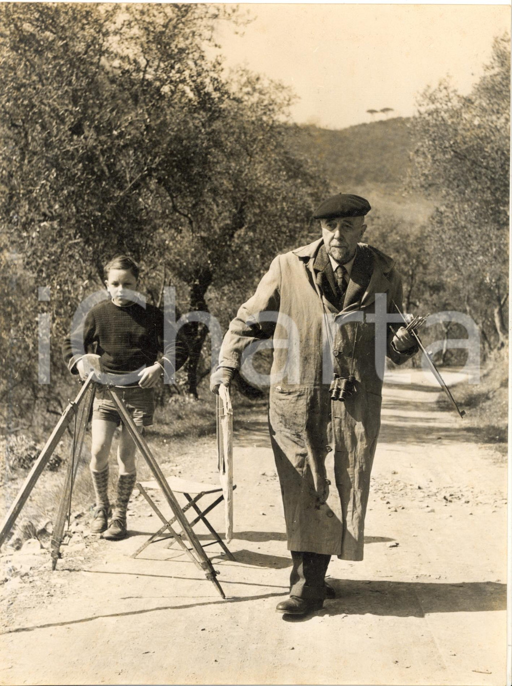 1953 PORTOFINO Pittore Arturo TOSI termina seduta en plein air - Foto 18x24 cm